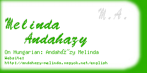 melinda andahazy business card